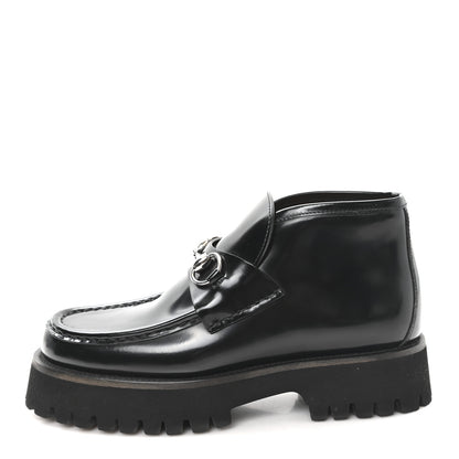 Gucci Cordovan Lux Womens Horsebit Platform Ankle Boots 37.5 Black 1 of 9