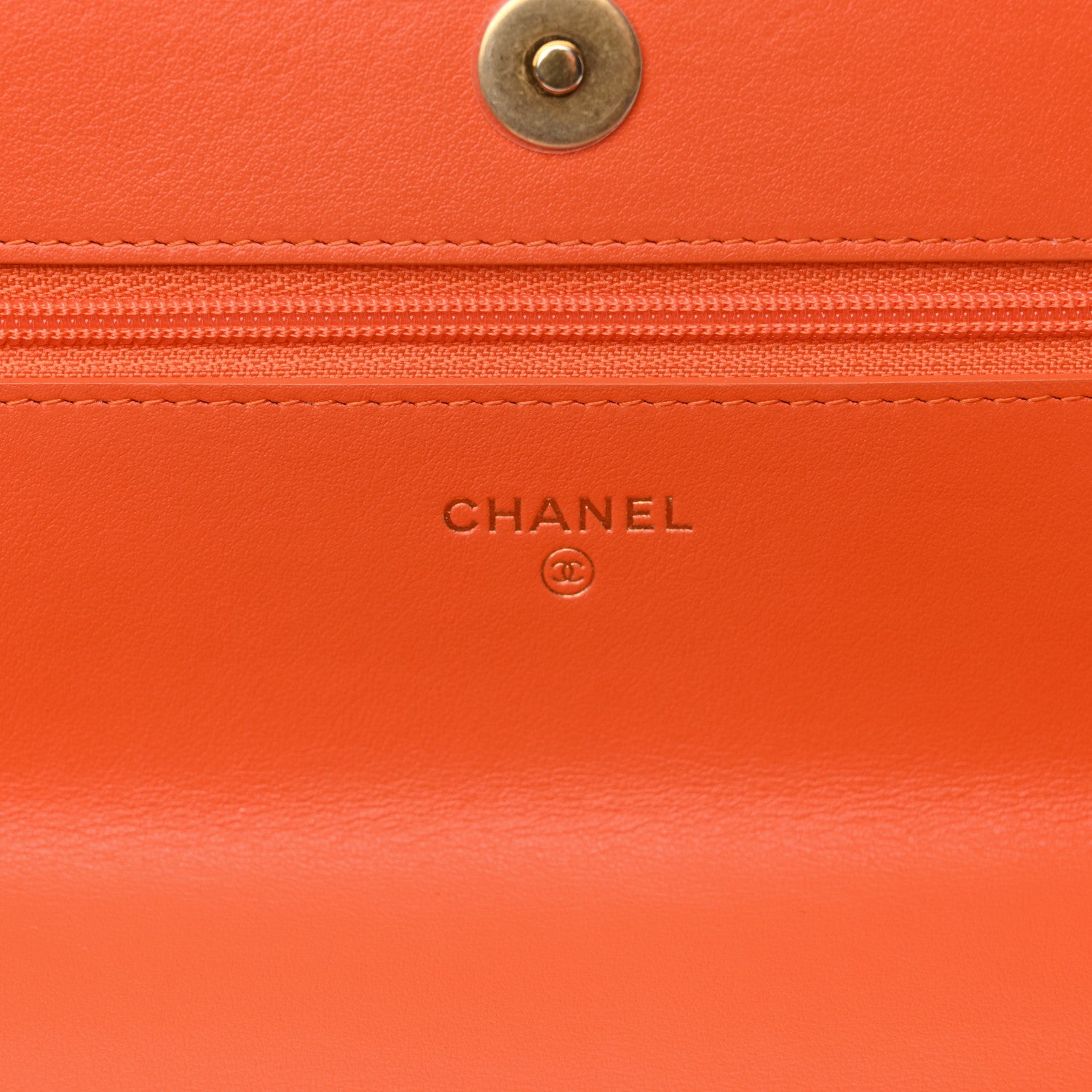 Chanel Lambskin Quilted Chanel 19 Wallet On Chain WOC Orange 7 of 14