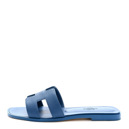 Hermes Epsom Oran Sandals 37 Bleu Bleuet 1 of 10