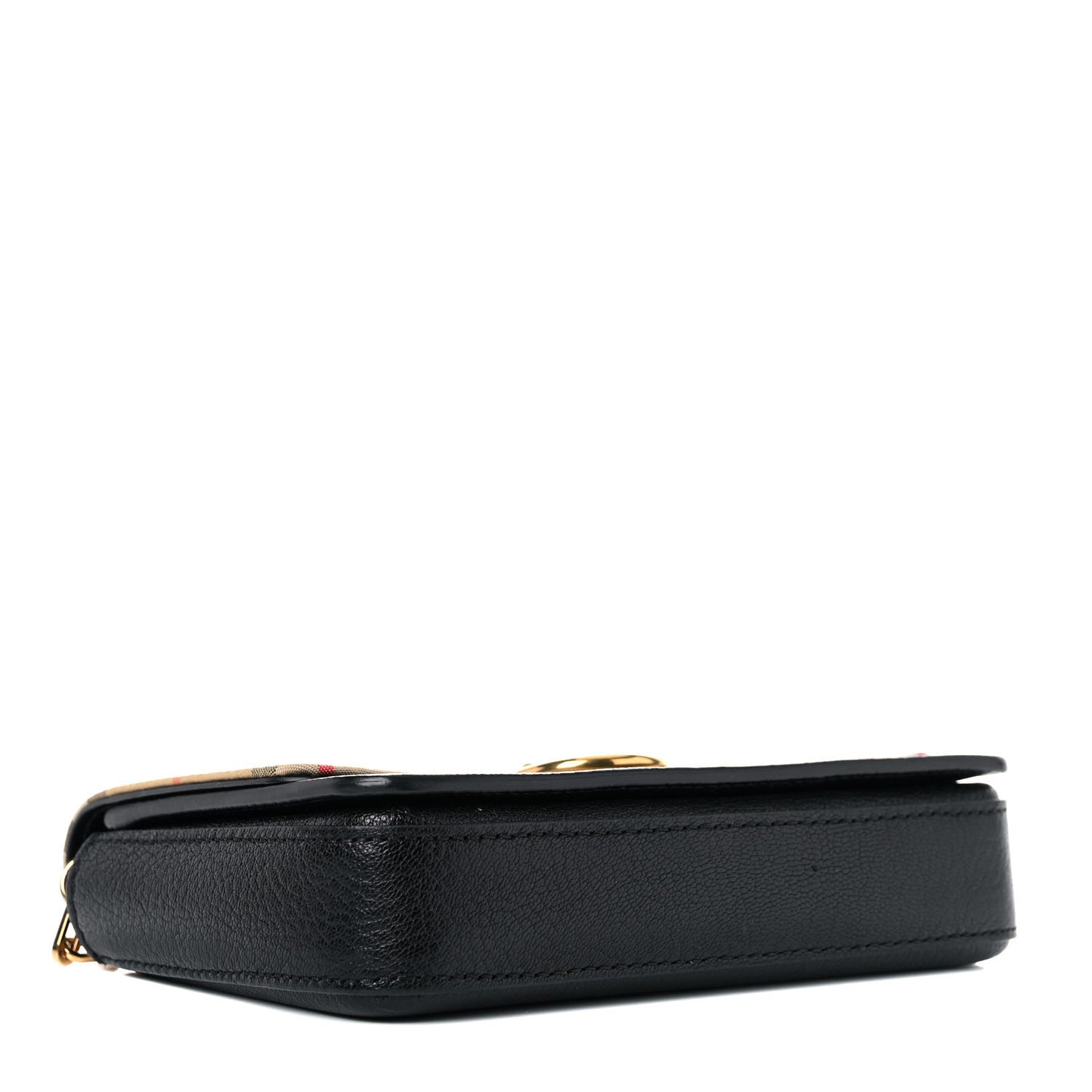 Goatskin Cotton Canvas Vintage Check D-Ring Mini Bag Black Antique Yellow