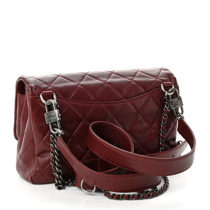 Chanel Shiny Goatskin Quilted Small Double Carry Waist Chain Flap Burgundy 3 of 10