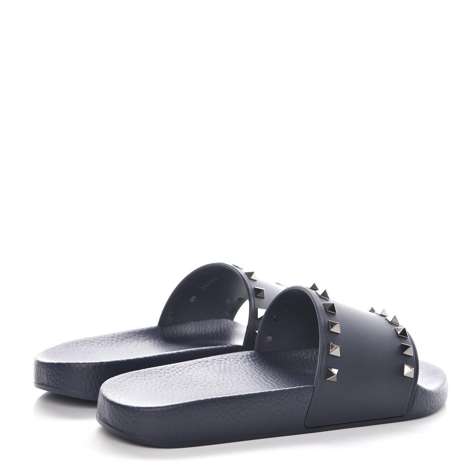 Valentino Garavani Rubber Rockstud Slide Sandals 40 Marine 4 of 8