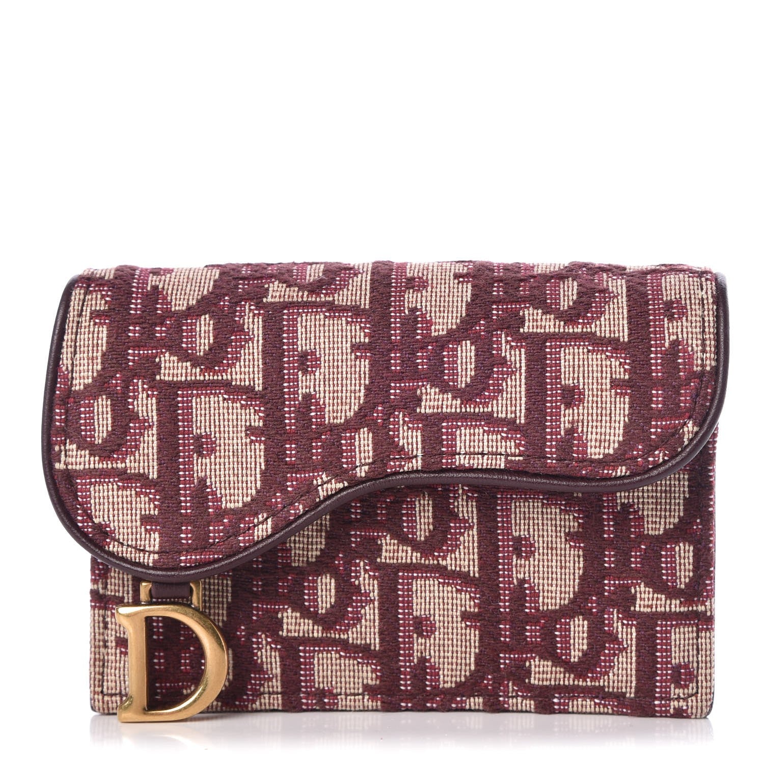 Christian Dior Oblique Saddle Card Holder Bordeaux 1 of 8