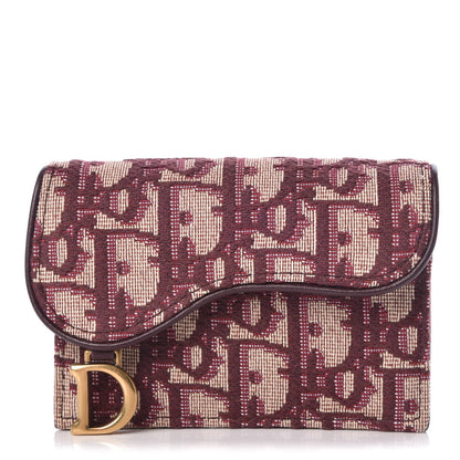 Christian Dior Oblique Saddle Card Holder Bordeaux 1 of 8