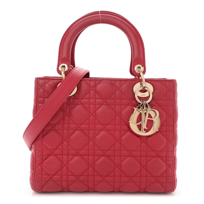 Christian Dior Lambskin Cannage Medium Lady Dior Red 1 of 12