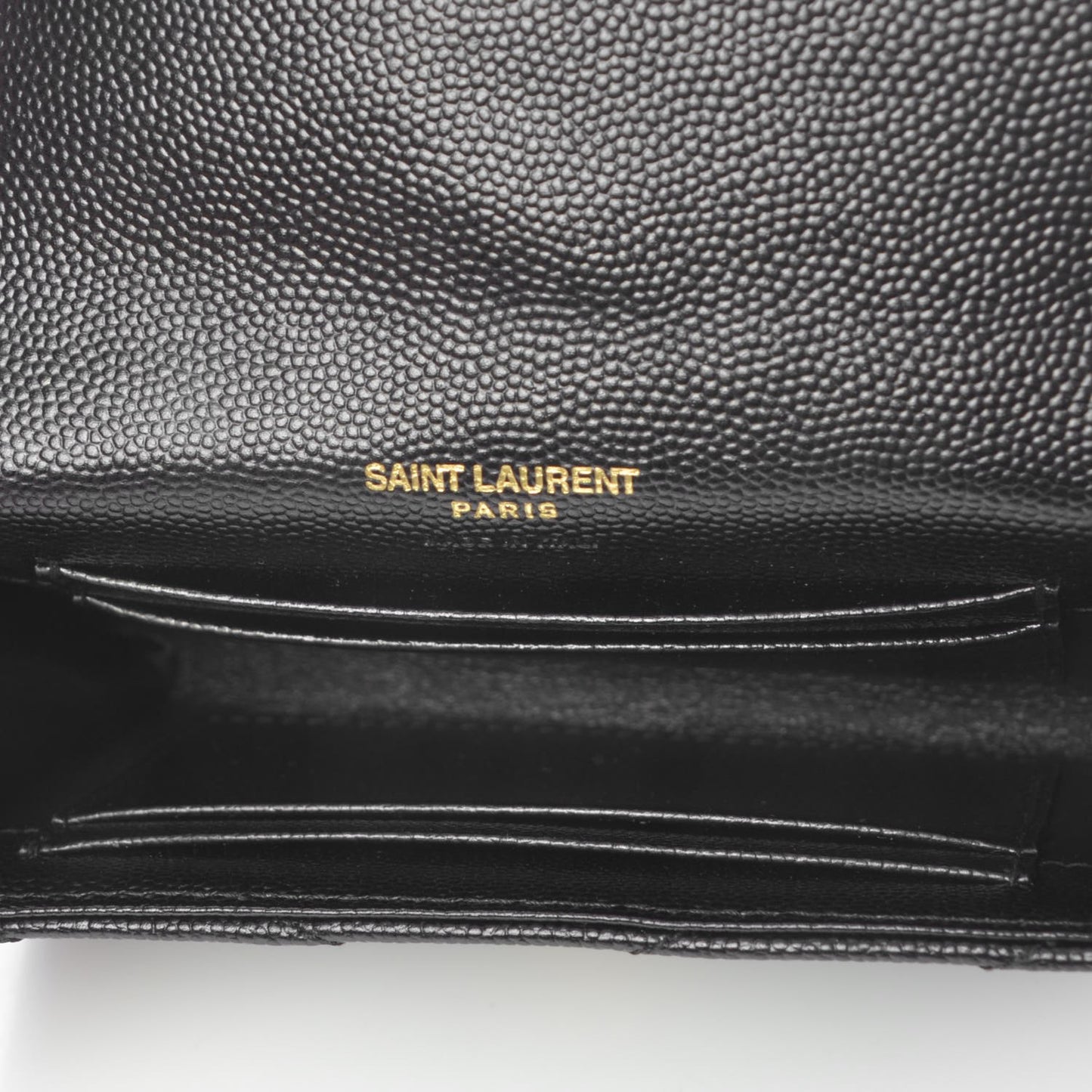 Grain De Poudre Matelasse Chevron Small Monogram Envelope Wallet Black