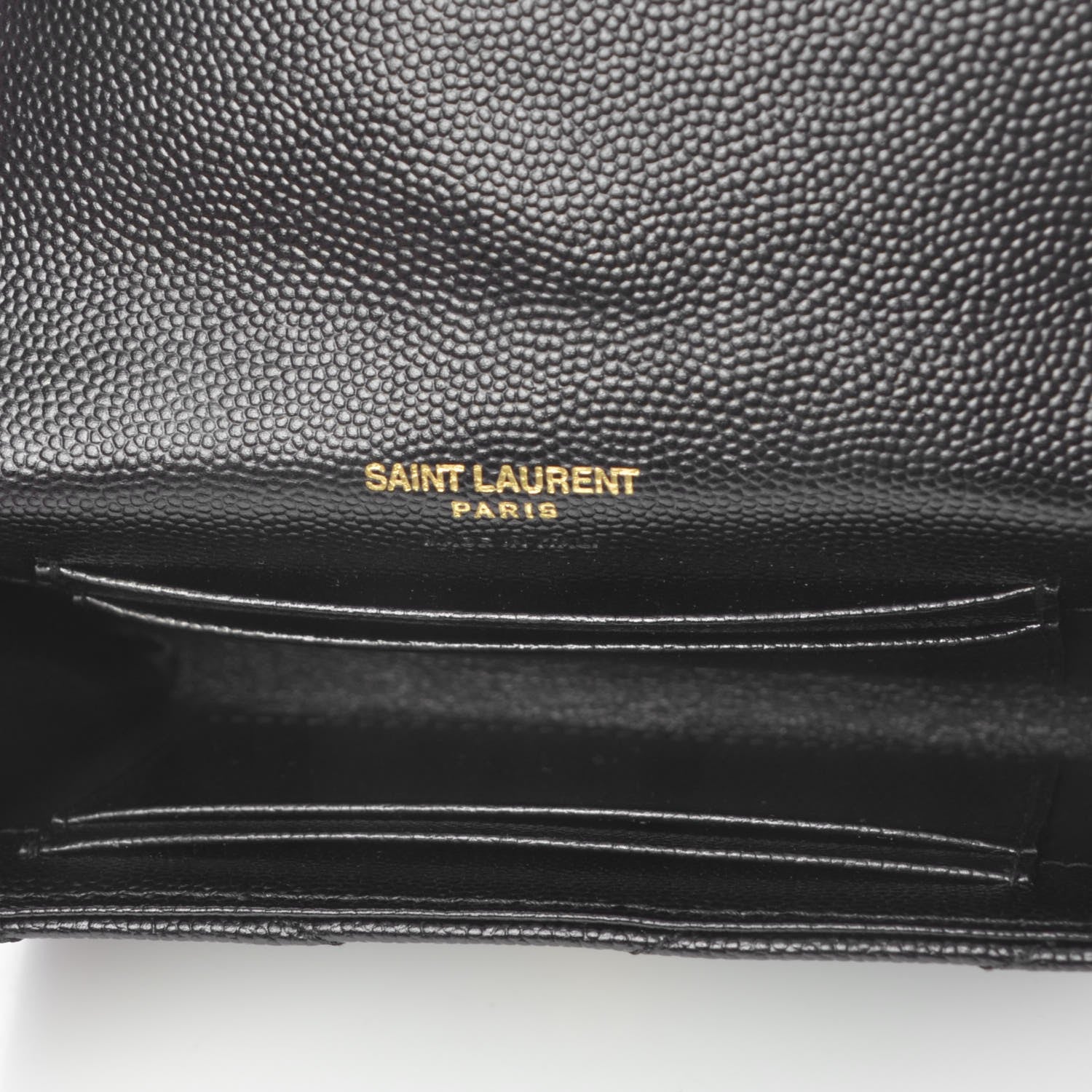 Saint Laurent Grain De Poudre Matelasse Chevron Small Monogram Envelope Wallet Black 7 of 8