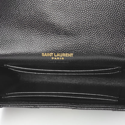 Saint Laurent Grain De Poudre Matelasse Chevron Small Monogram Envelope Wallet Black 7 of 8
