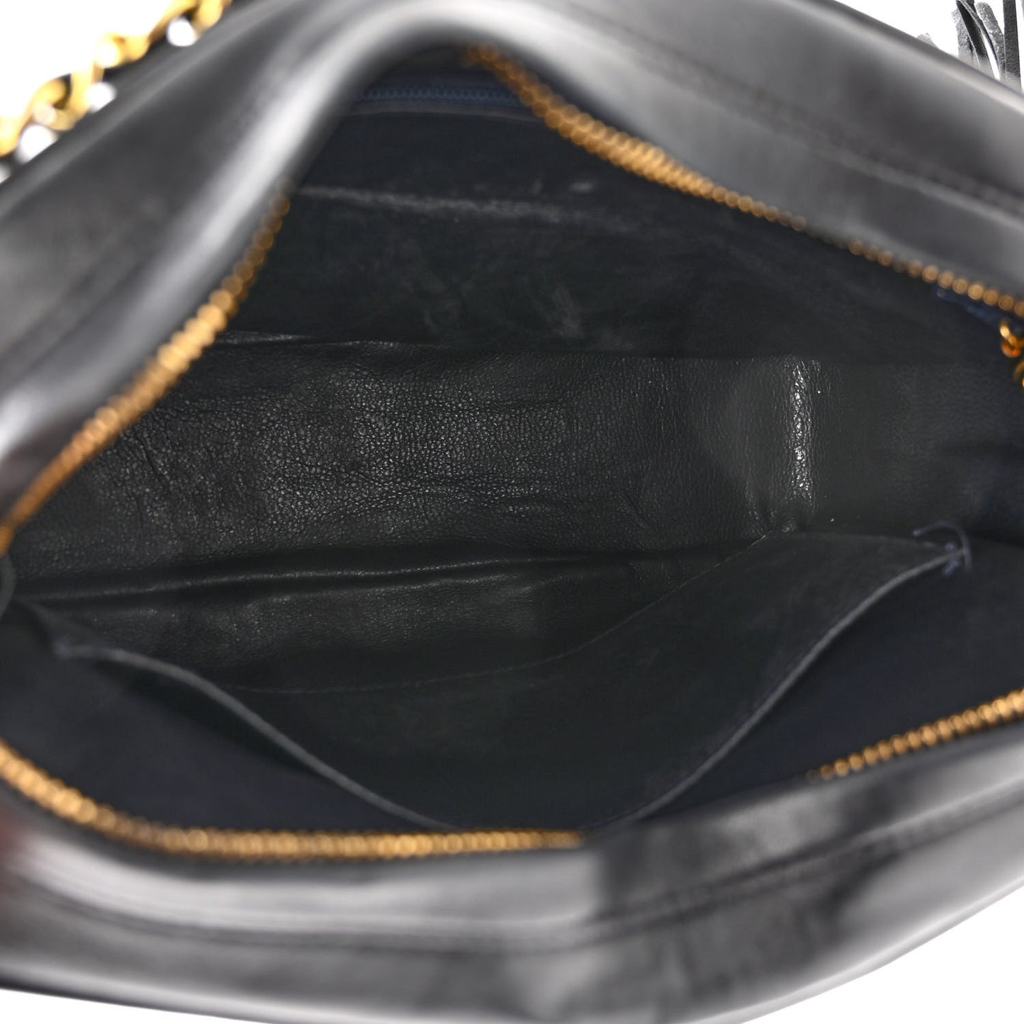 Lambskin Quilted Tassel Camera Case Black