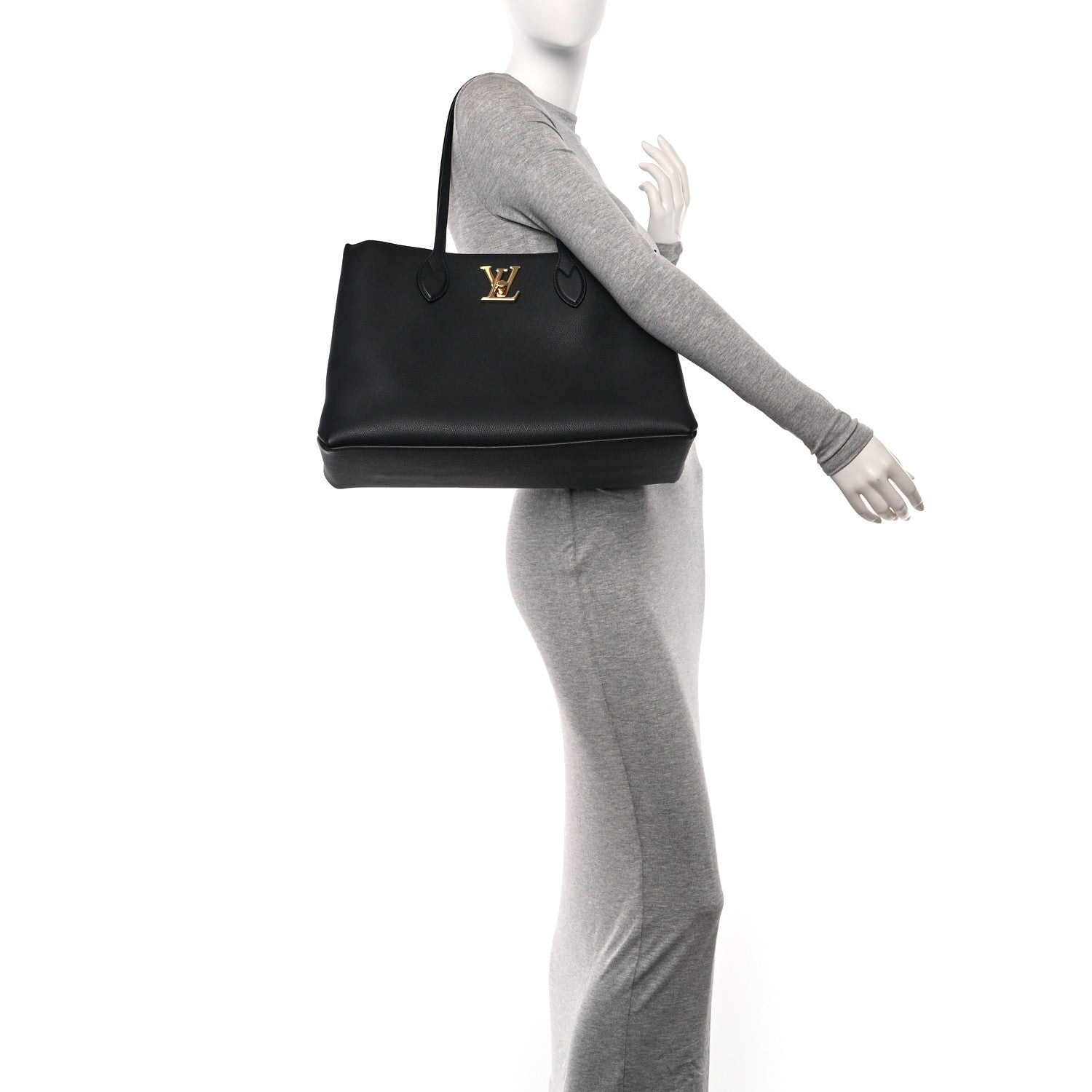 Louis Vuitton Grained Calfskin Lockme Shopper Black 2 of 14