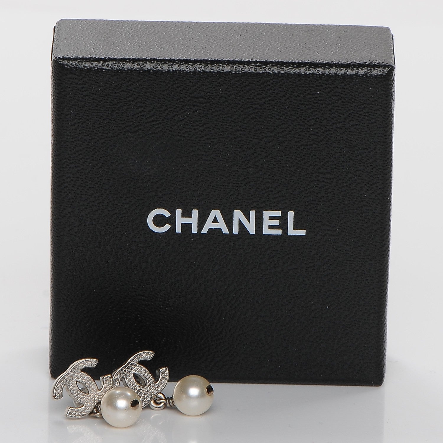 Chanel Pearl CC Drop Earrings Silver 6 of 6