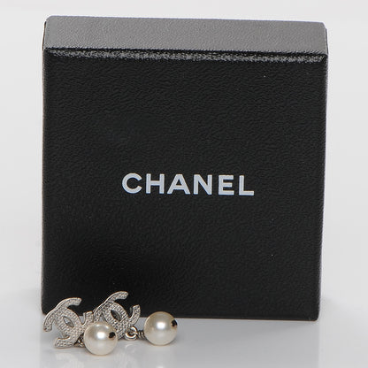 Chanel Pearl CC Drop Earrings Silver 6 of 6