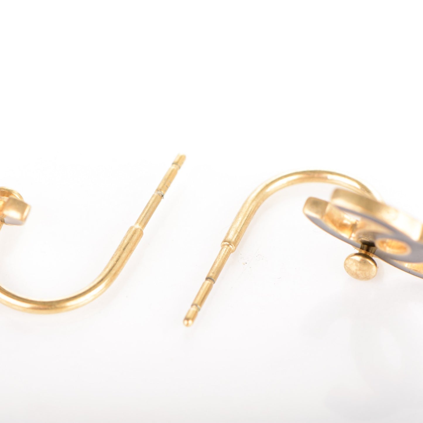 Enamel CC Dangle Earrings Black Light Gold