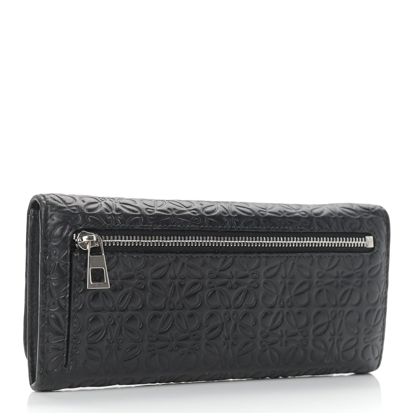 Calfskin Anagram Embossed Continental Wallet Black