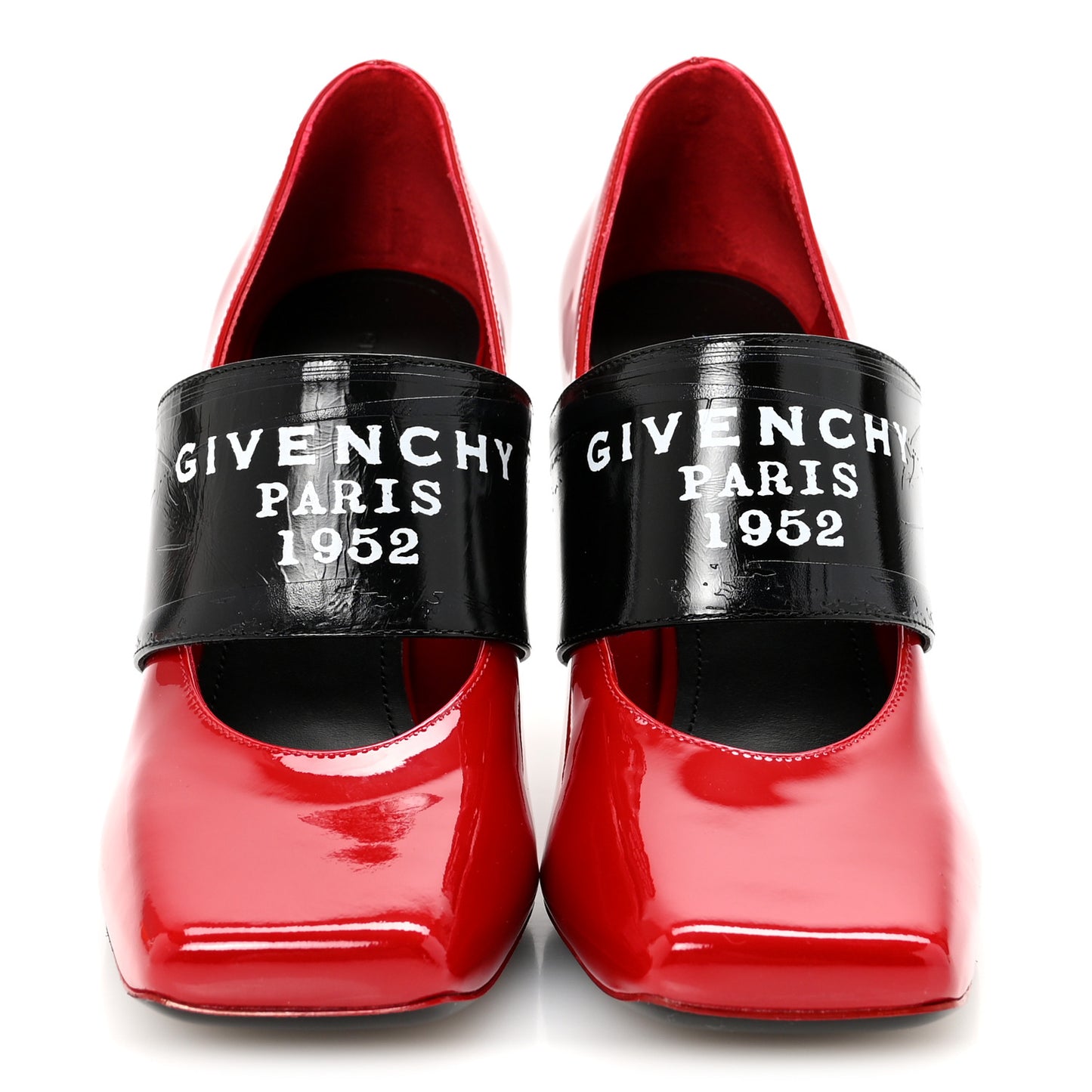 Patent Calfskin Square Pump 36 Deep Red