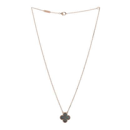 Van Cleef & Arpels 18K Rose Gold Gray Mother of Pearl Vintage Alhambra Pendant Necklace 3 of 4