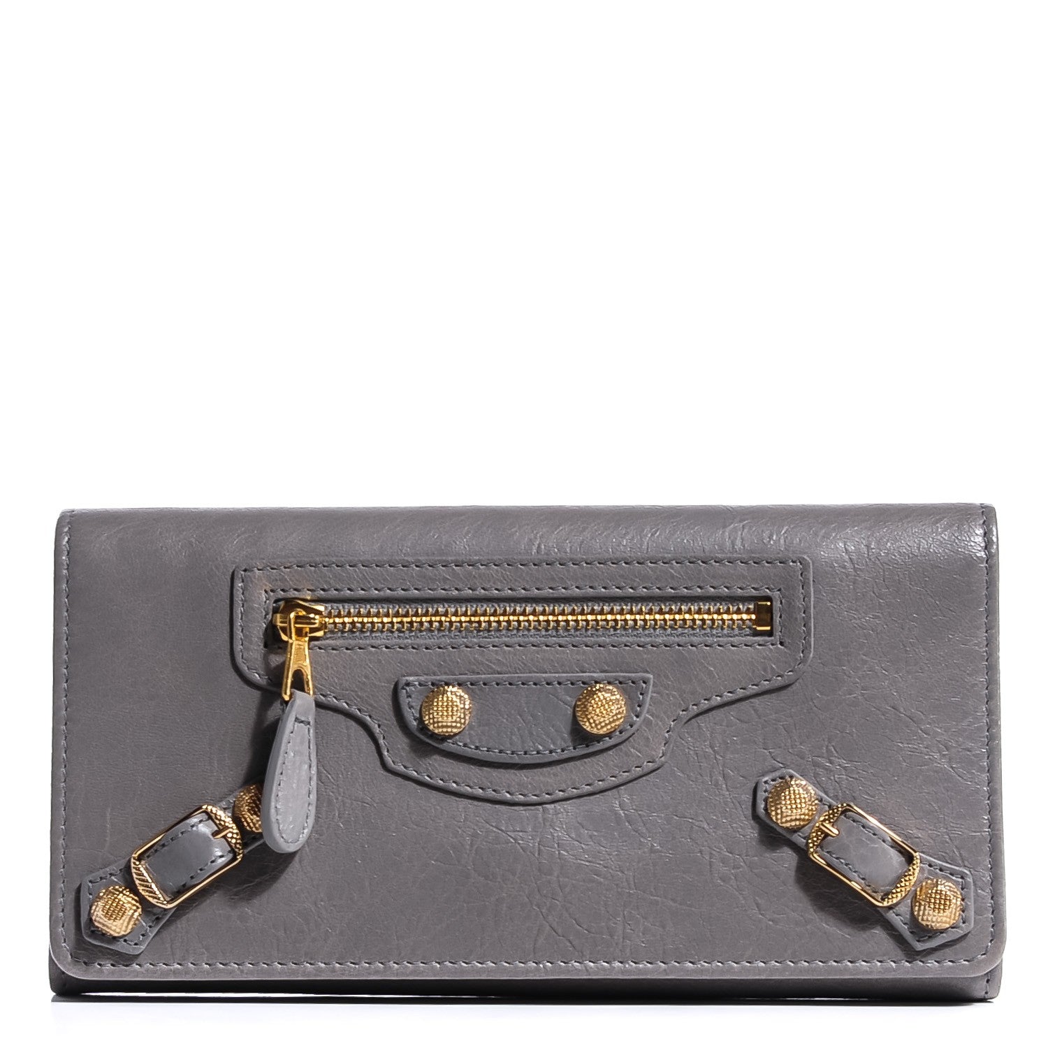 Balenciaga Agneau Giant 12 Gold Hardware Money Wallet Gris Pyrite 1 of 9