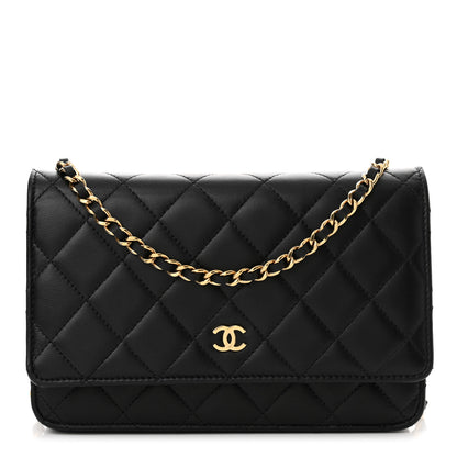 Chanel Lambskin Quilted Wallet On Chain WOC Black 1 of 15
