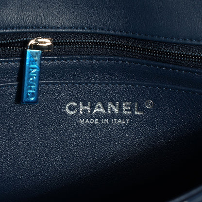 Chanel Patent Chevron Quilted Mini Rectangular Flap Navy Blue 6 of 8