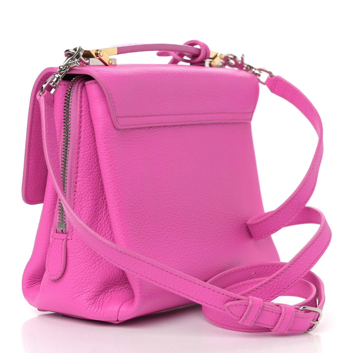 Grained Calfskin Le Dix Mini Soft Cartable Rose Fluo