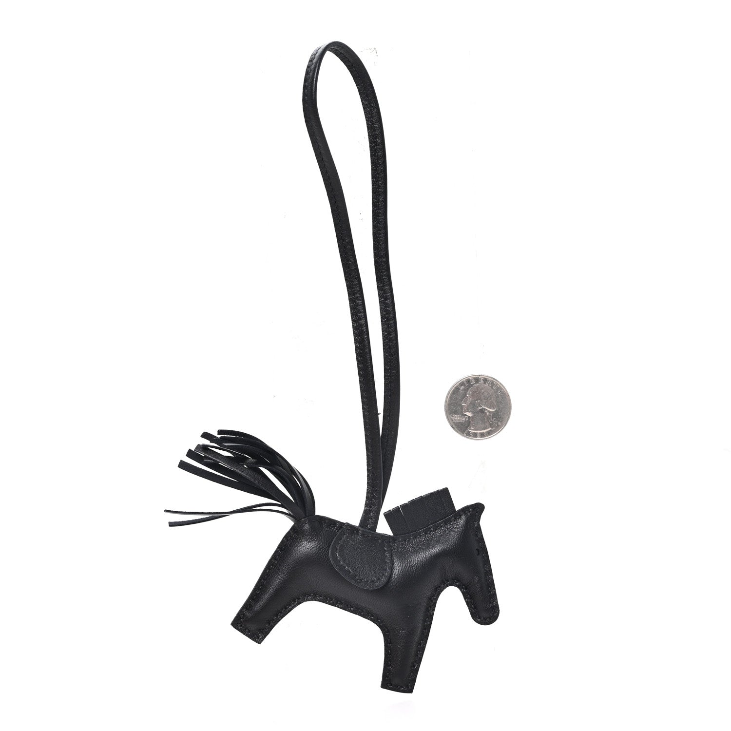 Hermes Milo Lambskin Grigri Rodeo Horse Bag Charm PM So Black 2 of 4