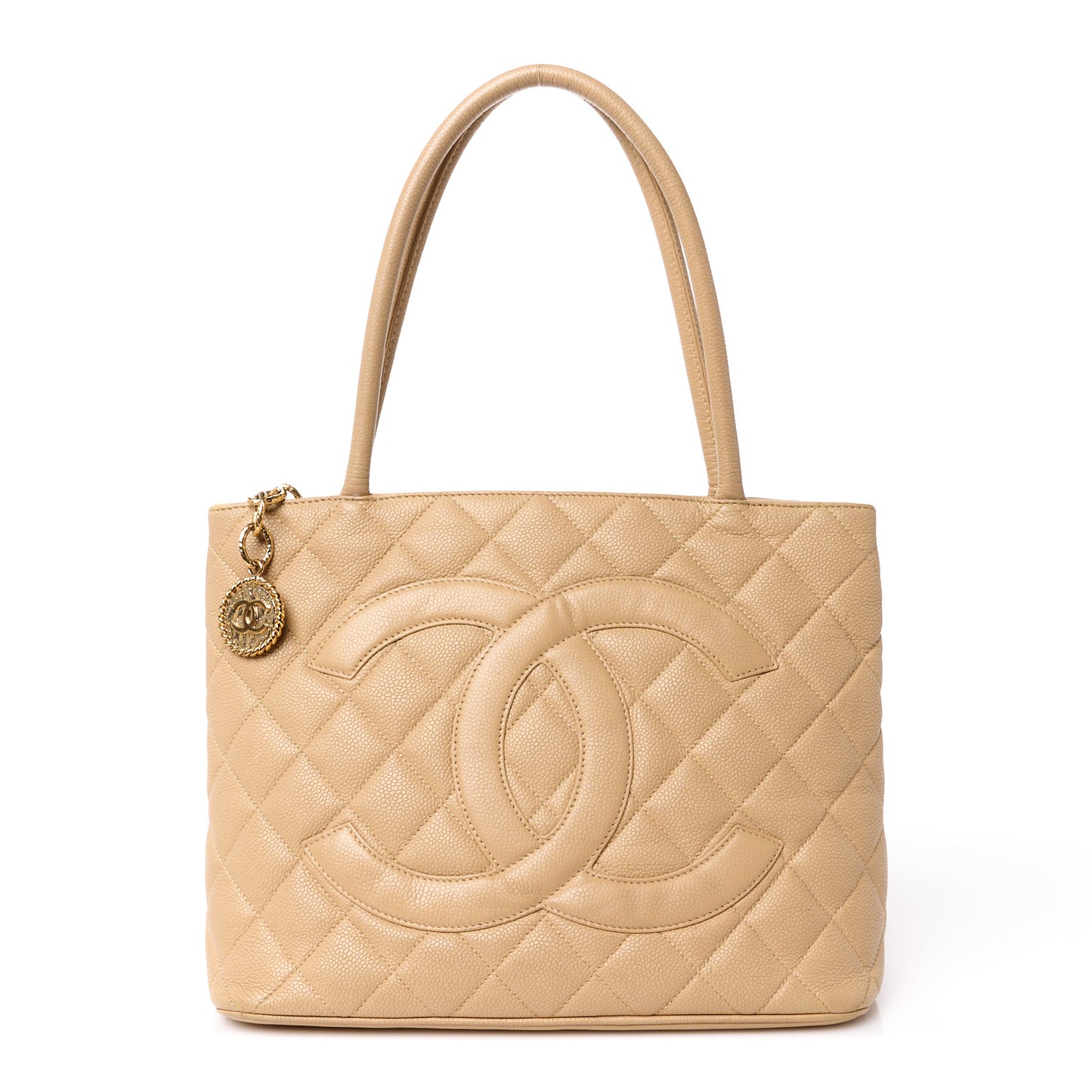 Caviar Quilted Medallion Tote Beige