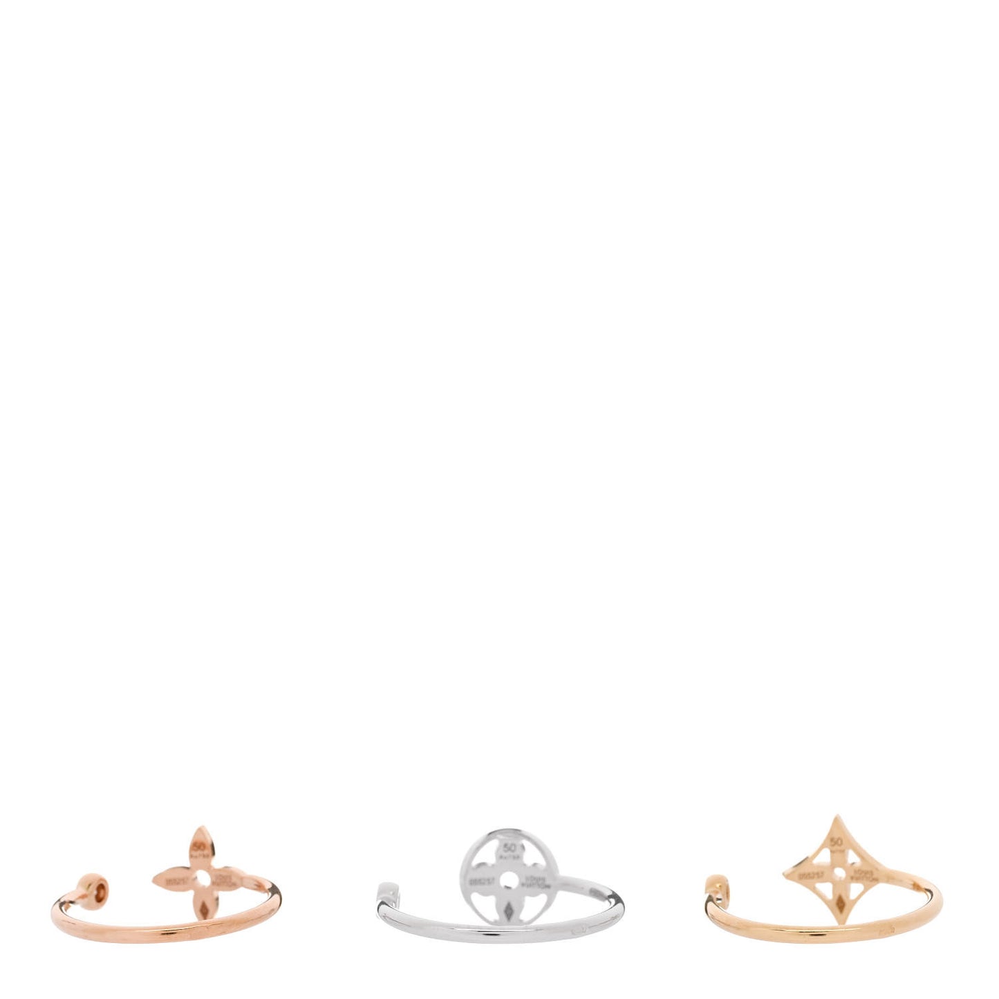 18K Yellow Pink White Gold Diamond Idylle Blossom Ring 3 Set 50 5.25
