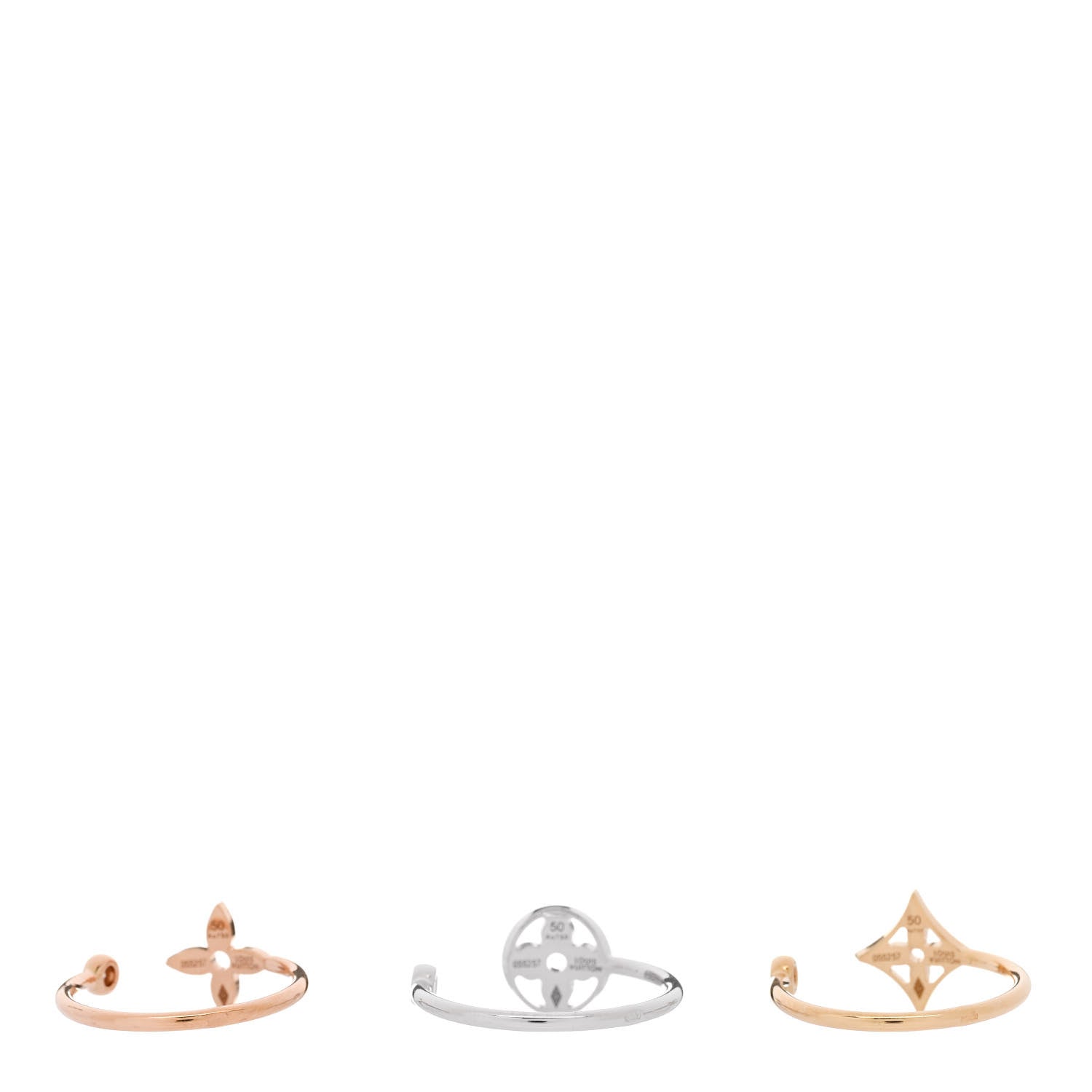 Louis Vuitton 18K Yellow Pink White Gold Diamond Idylle Blossom Ring 3 Set 50 5.25 3 of 5