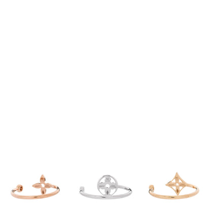 Louis Vuitton 18K Yellow Pink White Gold Diamond Idylle Blossom Ring 3 Set 50 5.25 3 of 5