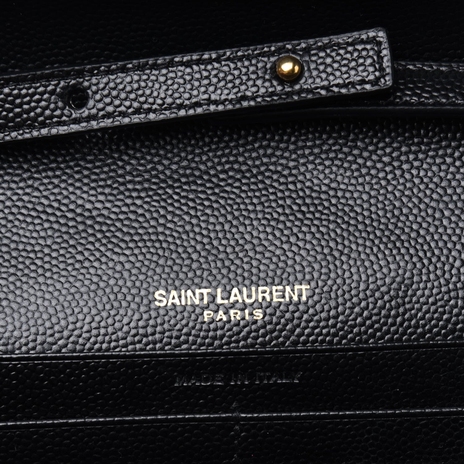 Saint Laurent Grain De Poudre Matelasse Chevron Monogram Chain Wallet Black 6 of 15