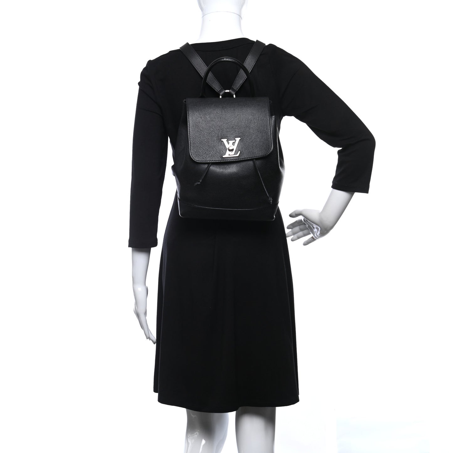 Calfskin Lockme Backpack Black