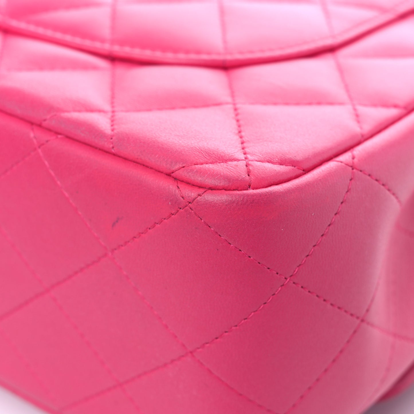 Lambskin Quilted Jumbo Double Flap Dark Pink