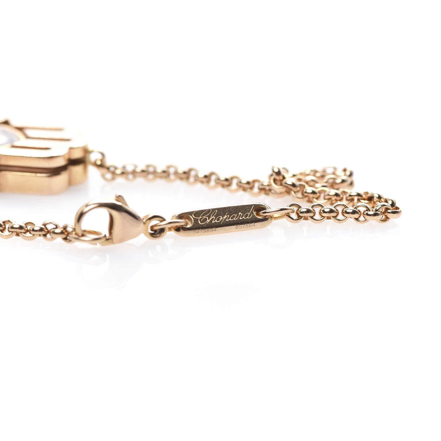 Chopard 18K Rose Gold Diamond Happy Diamonds Good Luck Charm Hamsa Bracelet 5 of 7