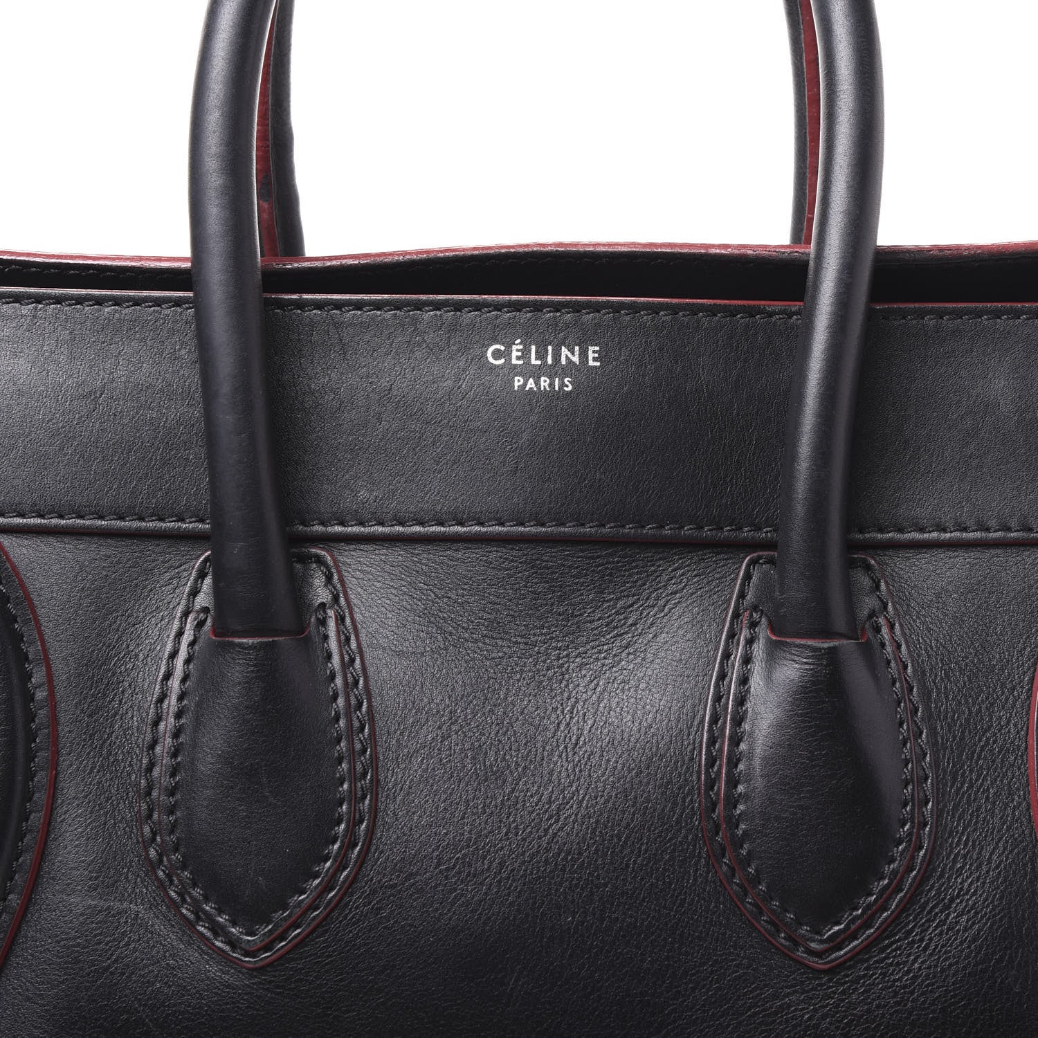 Celine Smooth Calfskin Mini Luggage Black Pink Trim 11 of 11