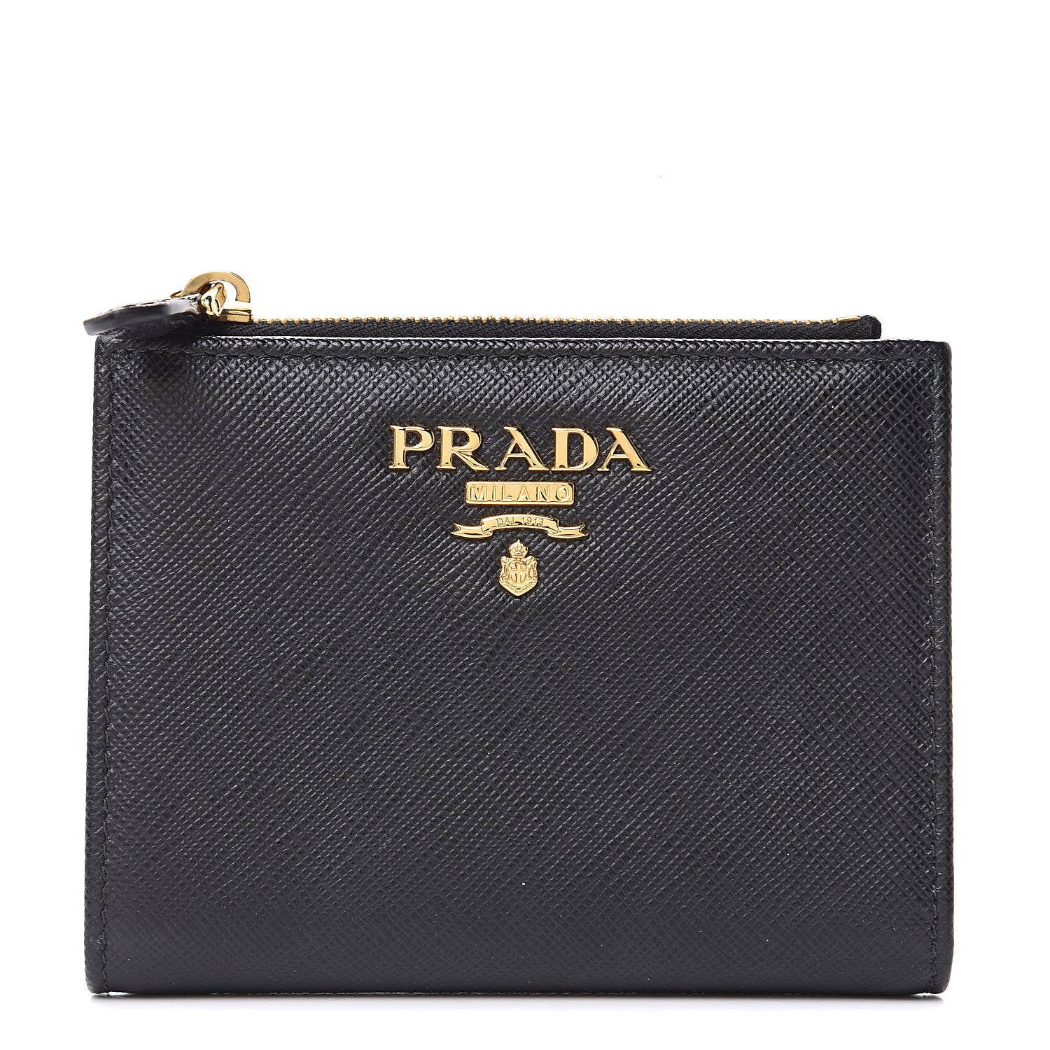 Prada Saffiano Metal Compact Wallet Black 1 of 8