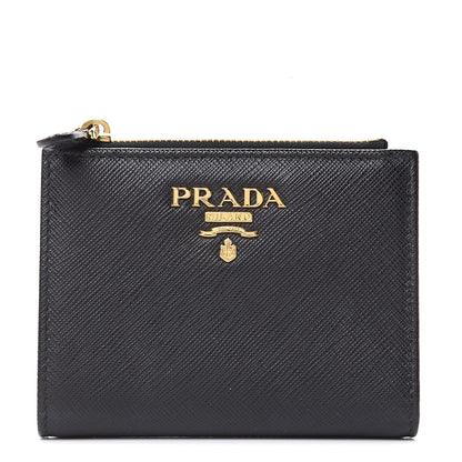 Prada Saffiano Metal Compact Wallet Black 1 of 8