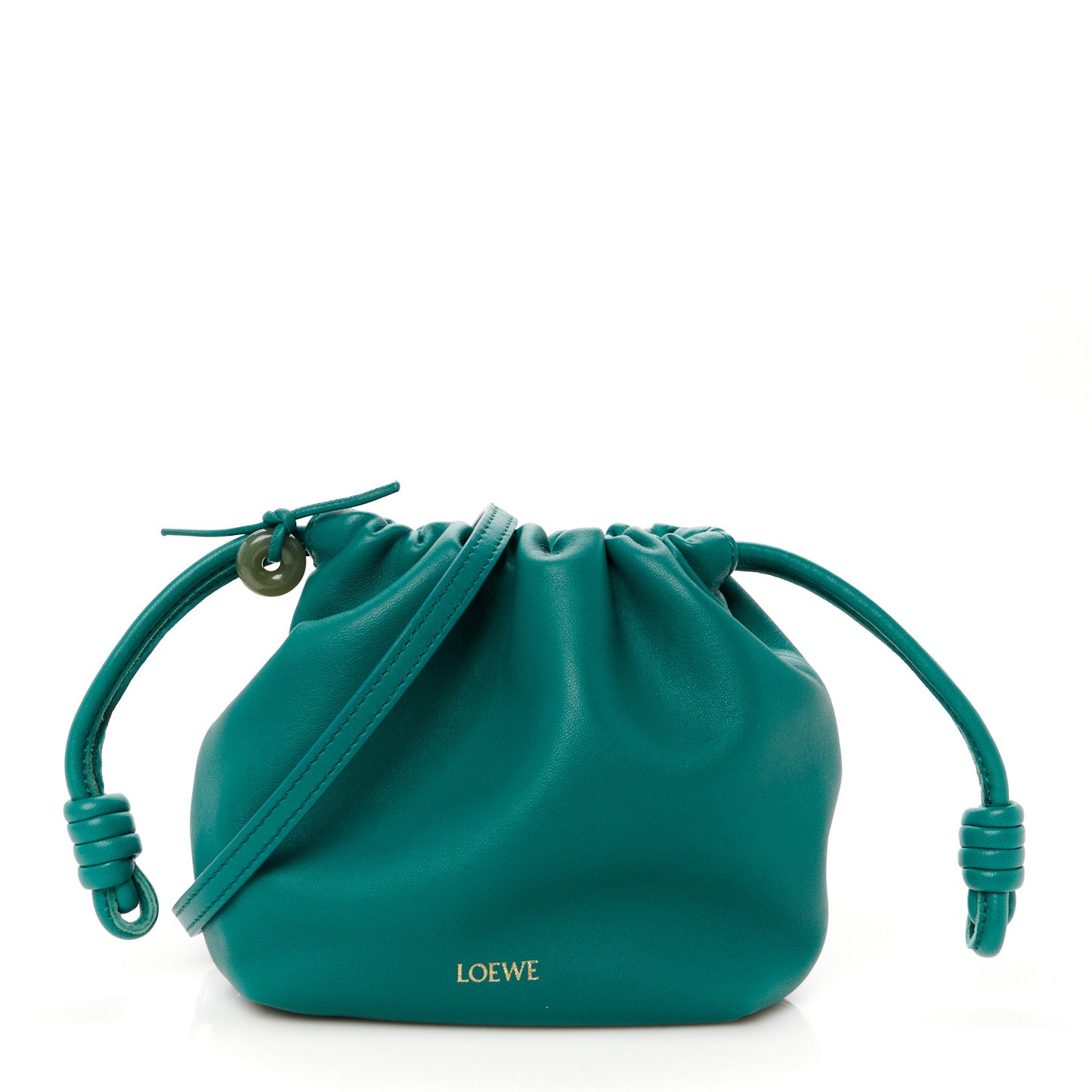 Mellow Nappa Lambskin Jade Mini Flamenco Knot Clutch Emerald Green