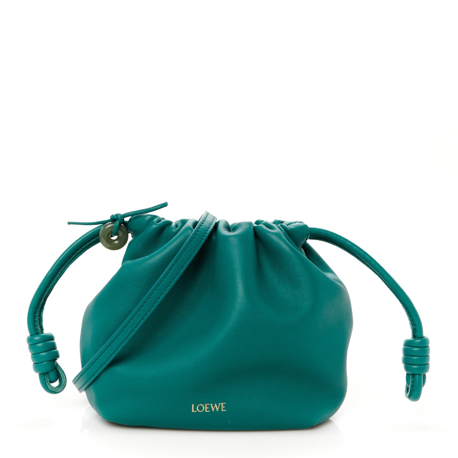 Loewe Mellow Nappa Lambskin Jade Mini Flamenco Knot Clutch Emerald Green 1 of 12