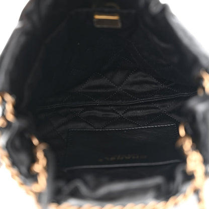 Chanel Shiny Crumpled Calfskin Quilted Pearl Mini Chanel 22 Black 5 of 10