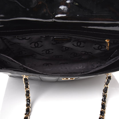 Chanel Patent Chocolate Bar Quilted Tote Black 5 of 10
