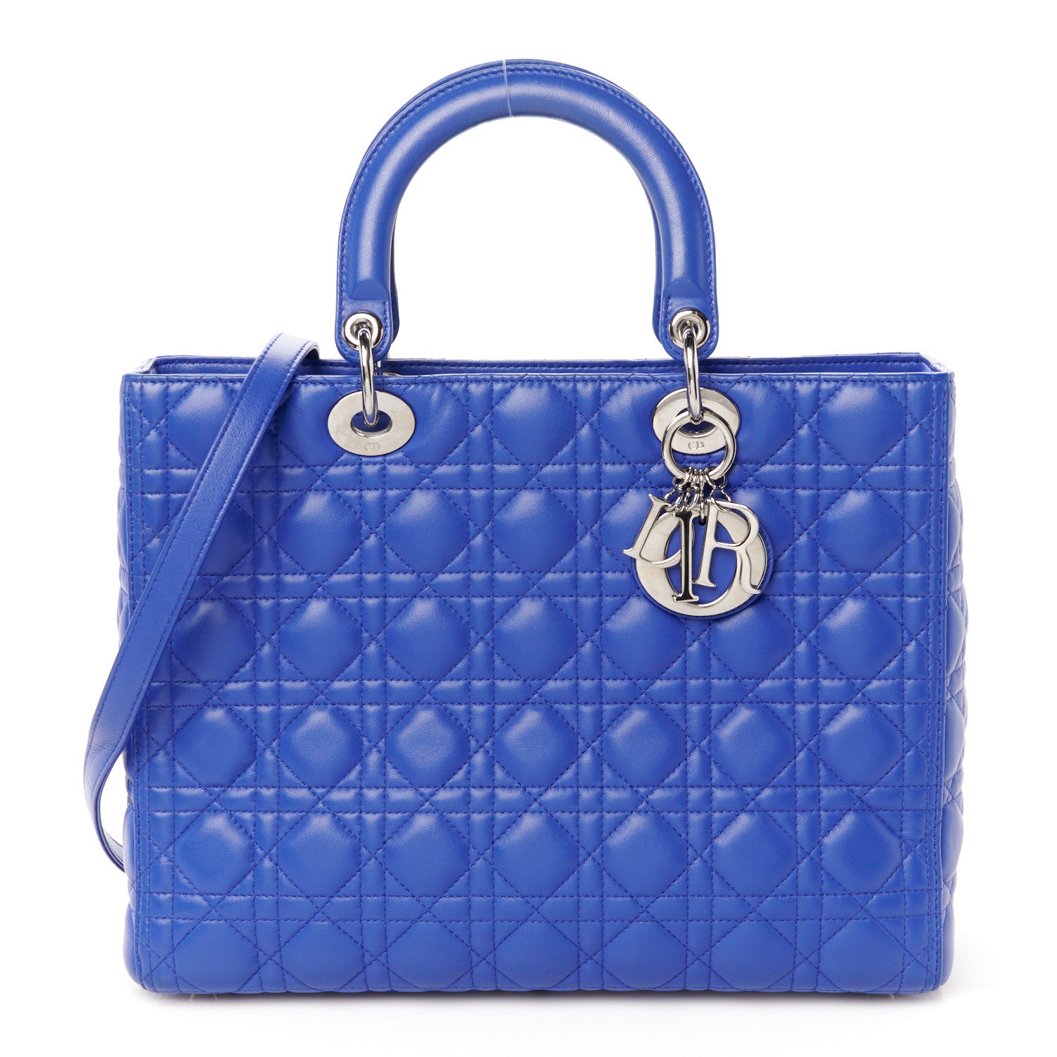 Christian Dior Lambskin Cannage Large Lady Dior Blue 1 of 10