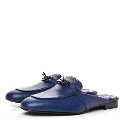 Hermes Calfskin Oz Mules 37.5 Bleu Maritime 3 of 7