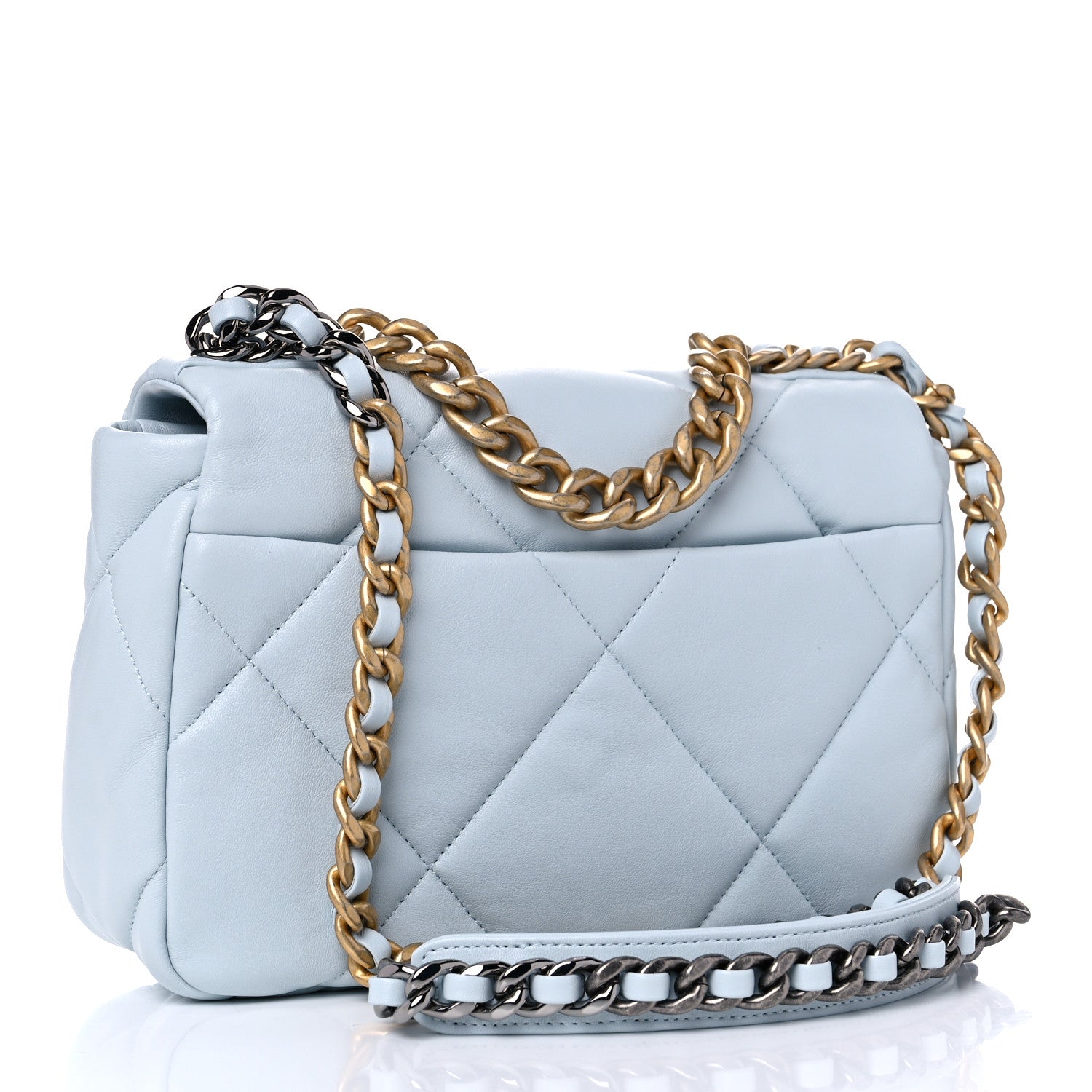 Chanel Lambskin Quilted Medium Chanel 19 Flap Light Blue 2 of 9