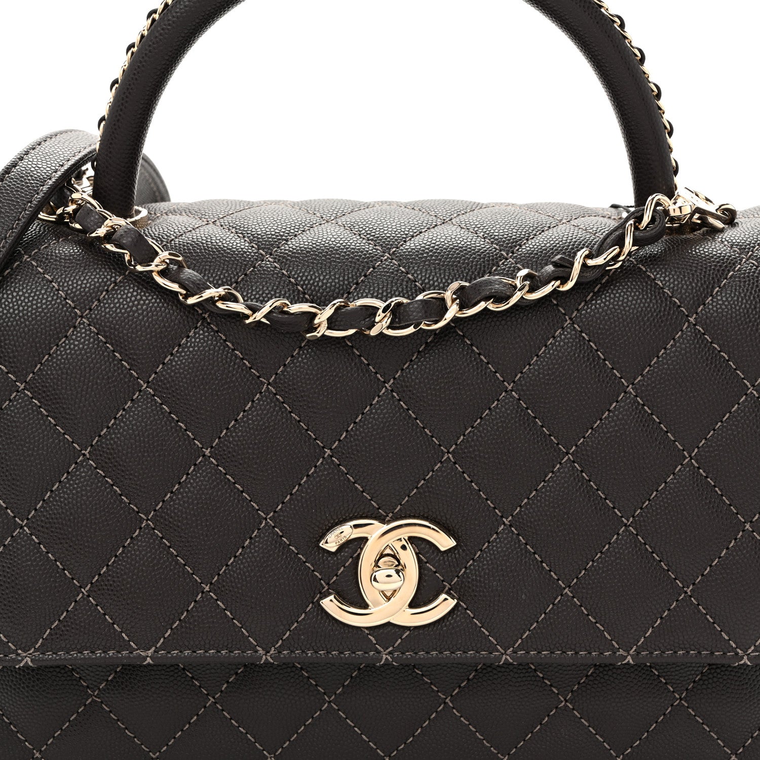 Chanel Caviar Quilted Small Coco Handle Flap Dark Brown Dark Brown 8 of 10