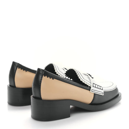 Chanel Calfskin CC Loafers 36.5 Black White Beige 4 of 8