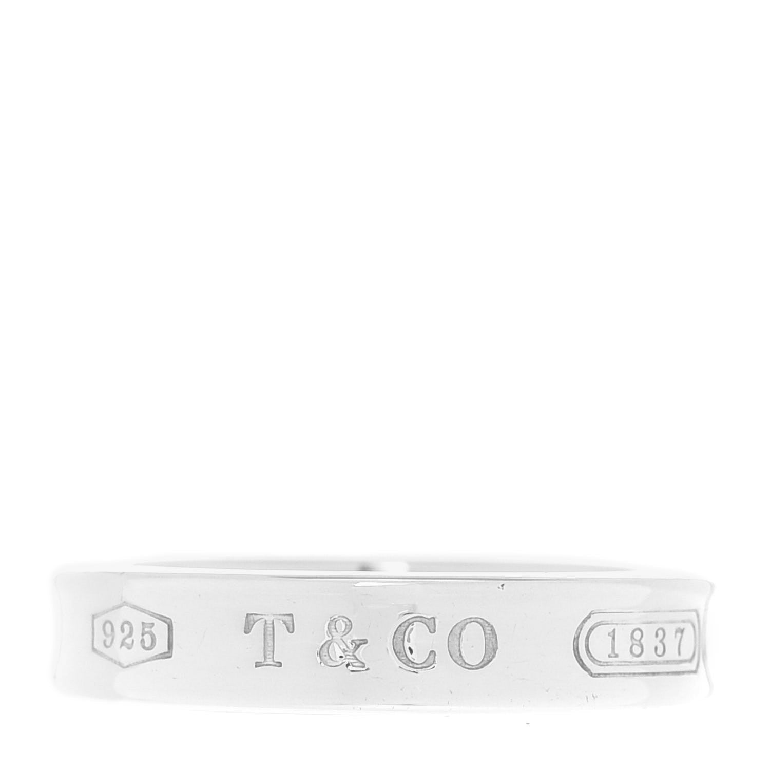 Tiffany Sterling Silver Narrow 1837 Band Ring 49 5 1 of 4