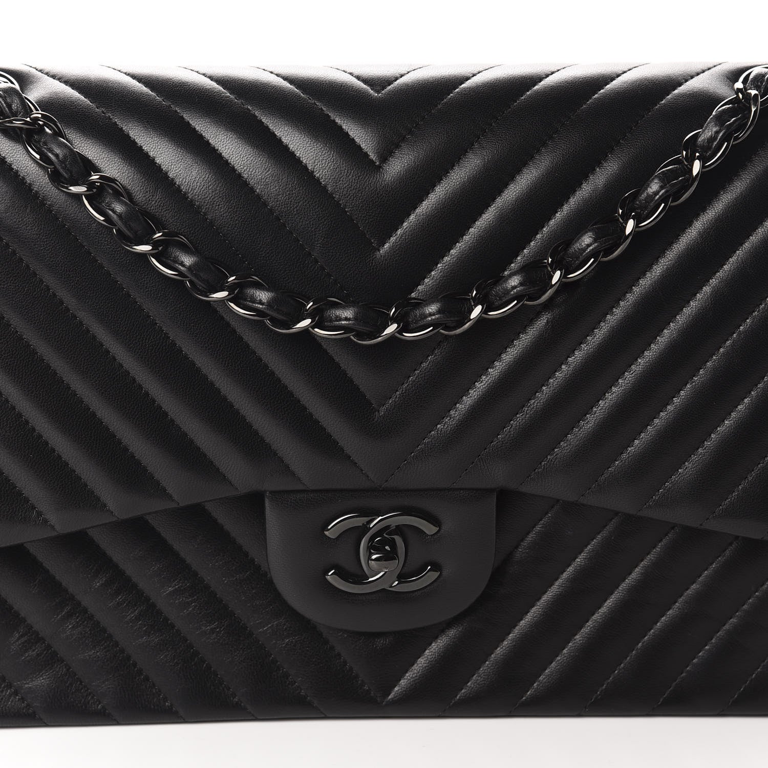 Chanel Lambskin Chevron Quilted Jumbo Double Flap So Black 19 of 19