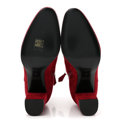 Hermes Suede Goatskin Saint Germain Ankle Boots 37 Rouge Tibetain 5 of 8