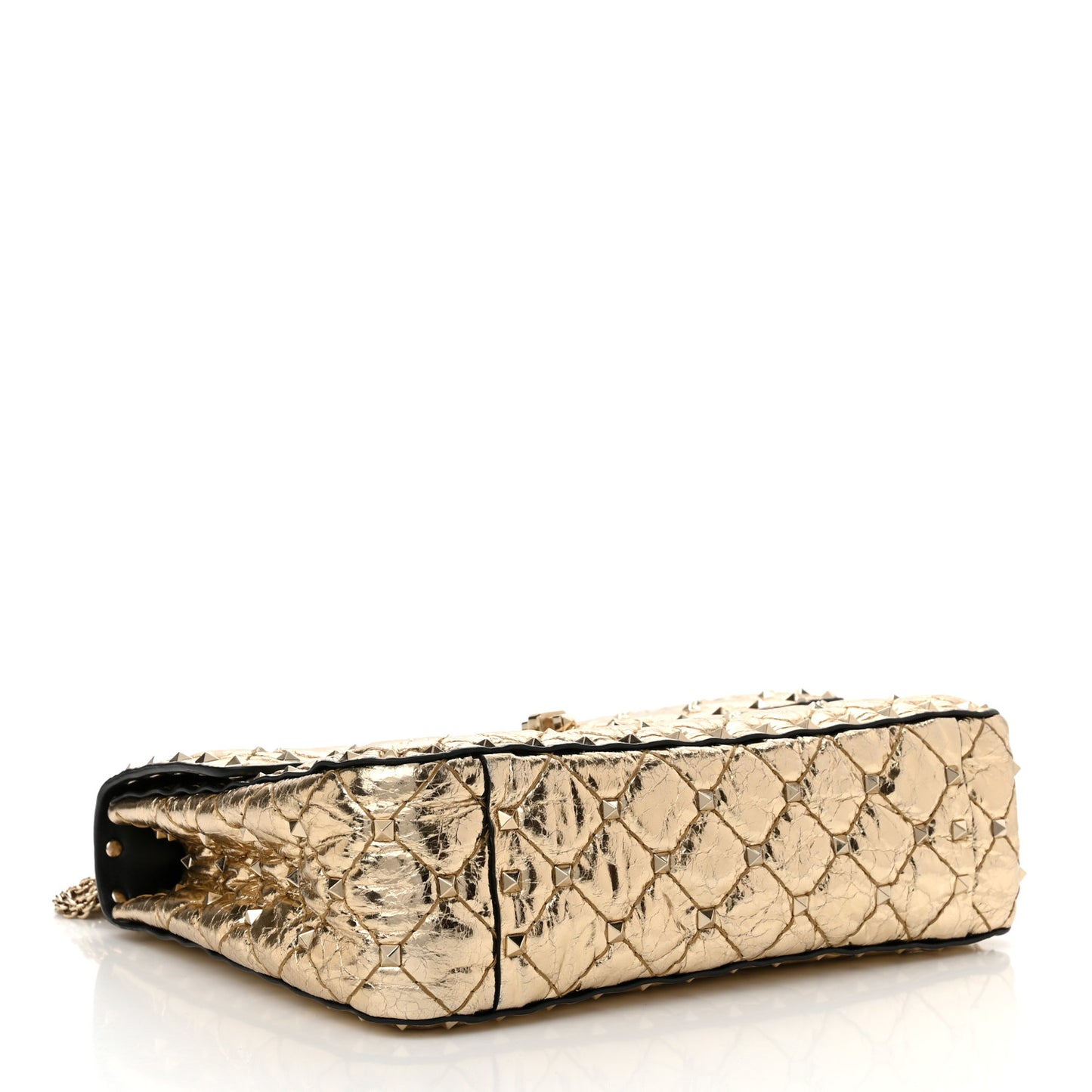 Metallic Wrinkled Lambskin Medium Rockstud Spike Shoulder Bag Mekong