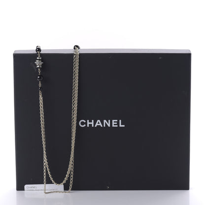 Chanel Pearl Beaded Crystal CC Long Necklace Gold Black White 7 of 7